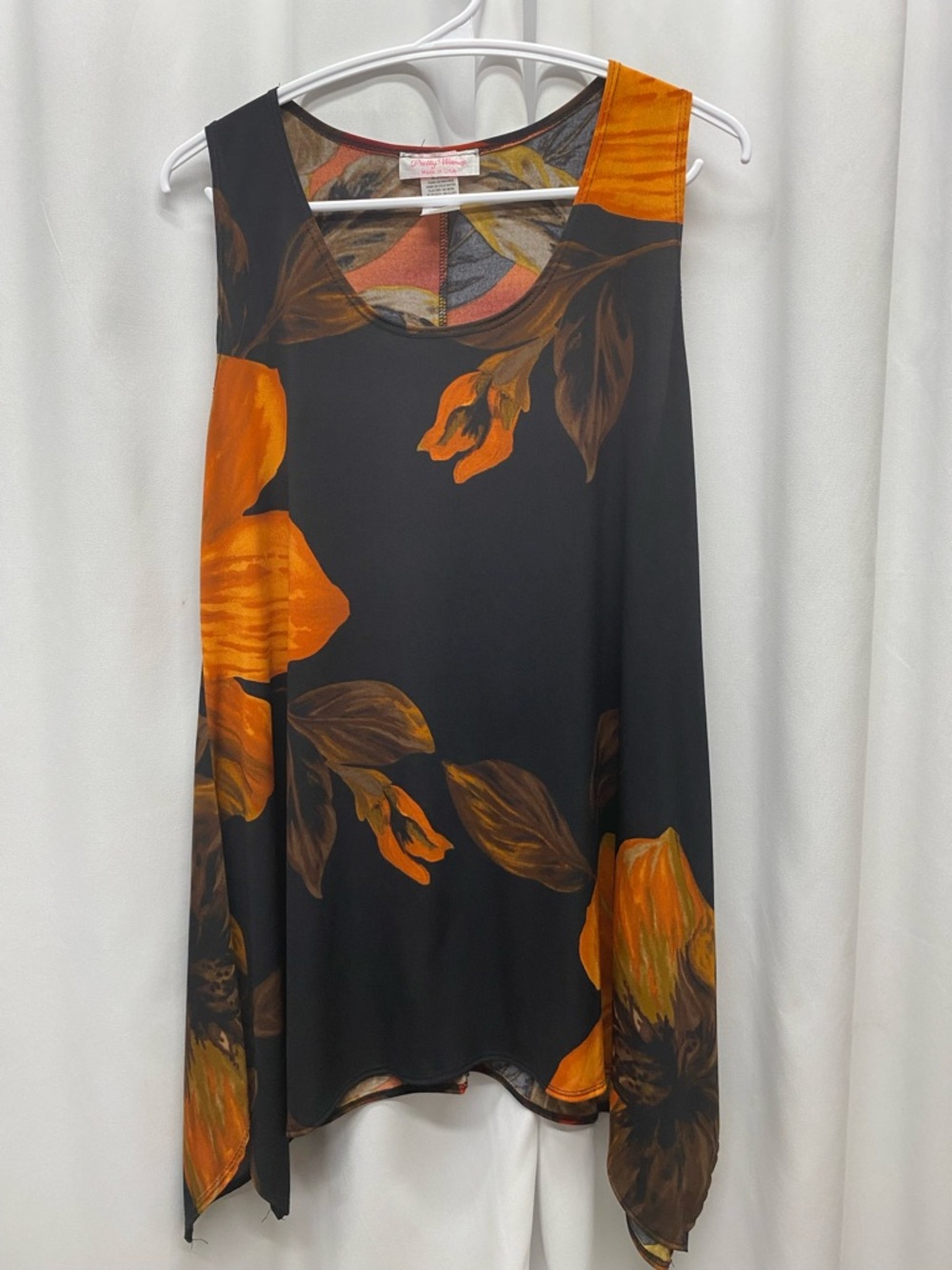 Pretty woman size large floral tunic blouse dark academia sleeveless boho